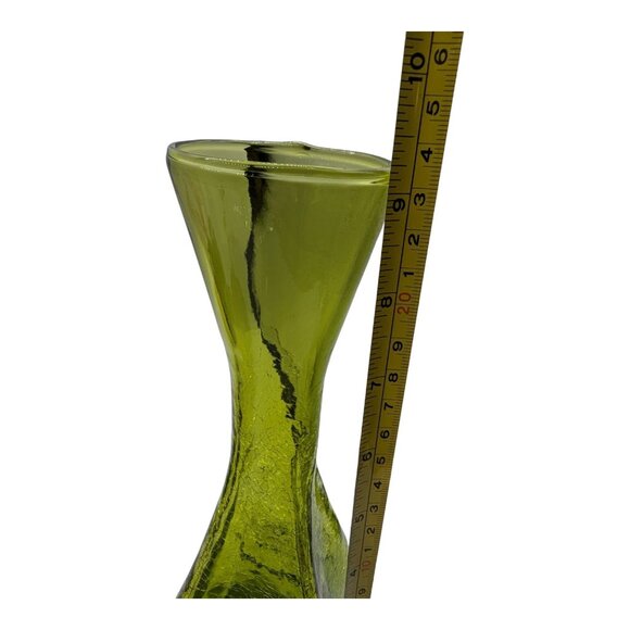 Vintage Viking Epic Crackle Concaved Vase Avacado Green 4 Sided 9 1/4 Inches - Picture 4 of 6